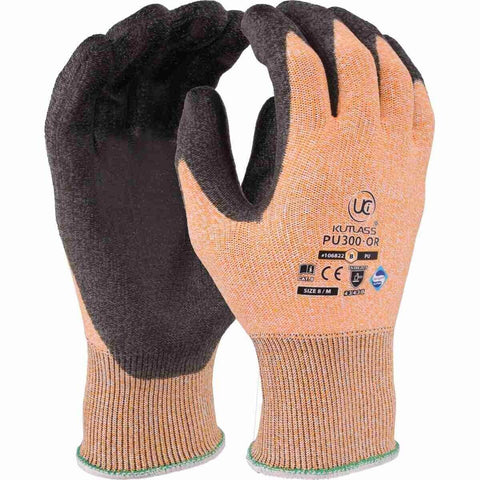 UCI PU300-OR PU Palm Coated Premium Cut Resistant Level 3 Gloves